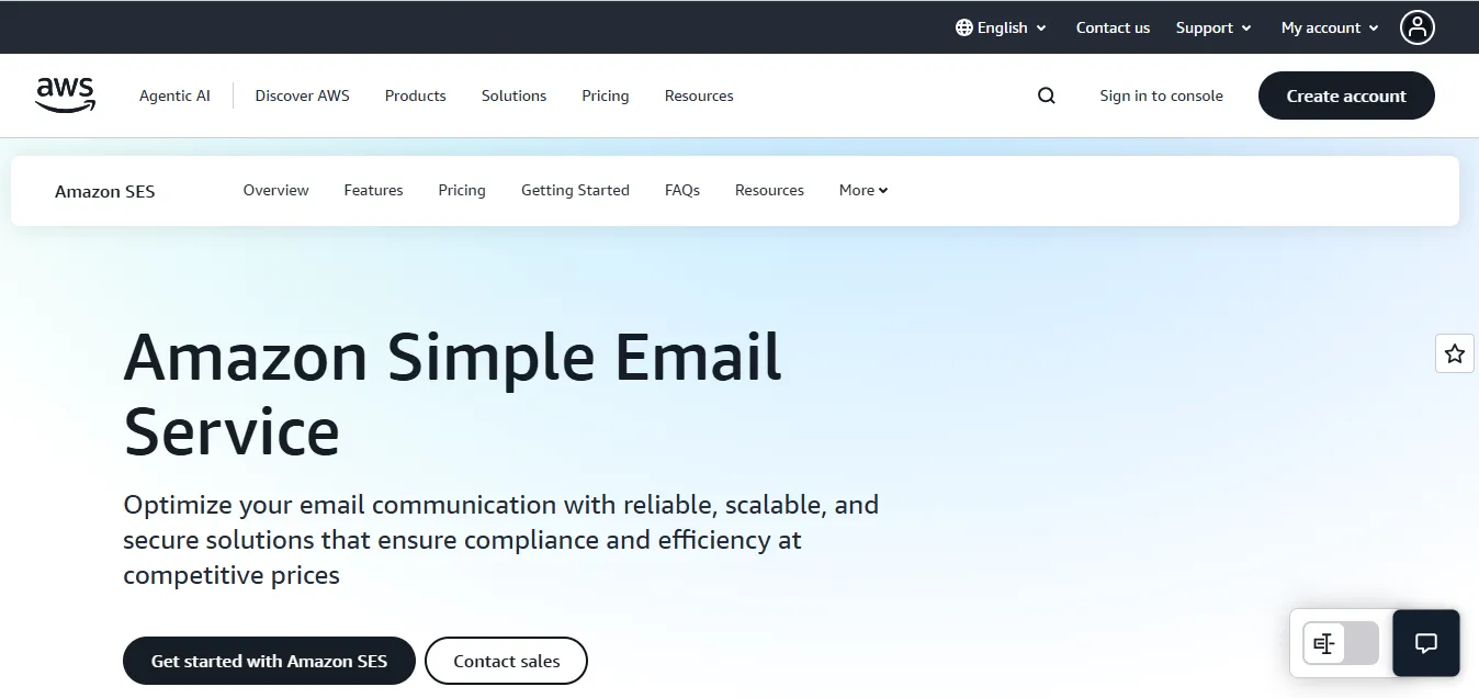 amazon-ses-email-delivery-platform-homepage