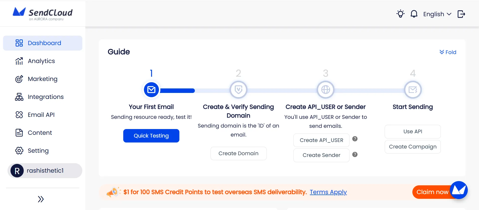 Aurora SendCloud 儀表板