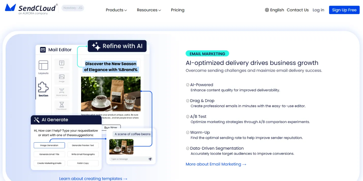 aurora-sendcloud-mail-editor