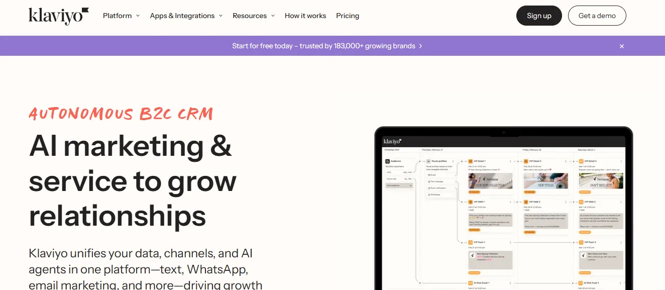 klaviyo 电子商务电子邮件短信平台