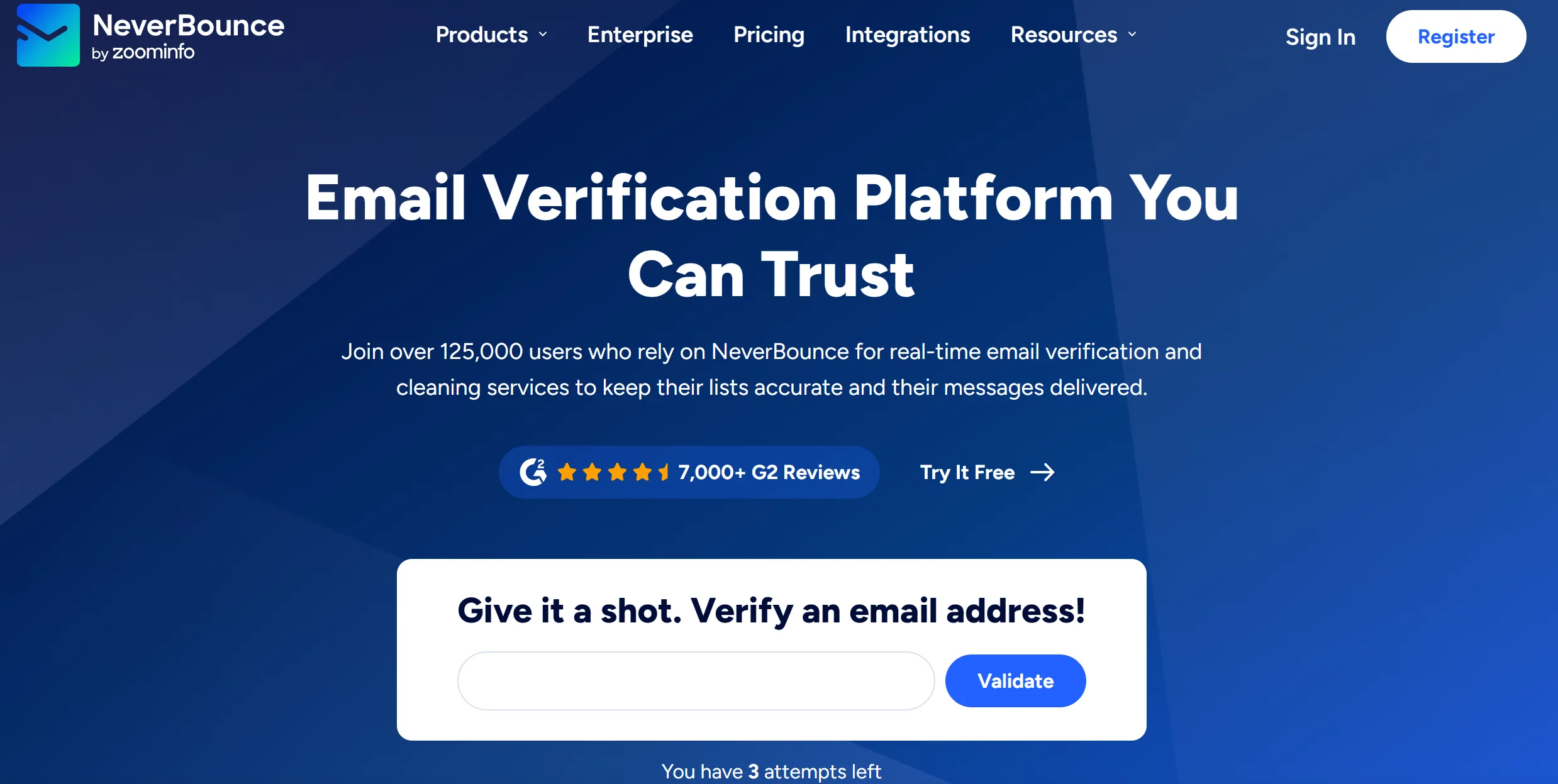 neverbounce homepage