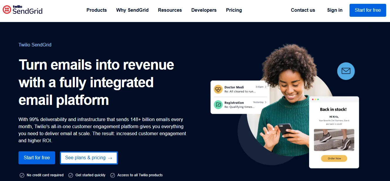 twilio sendgrid 开发者电子邮件短信 api